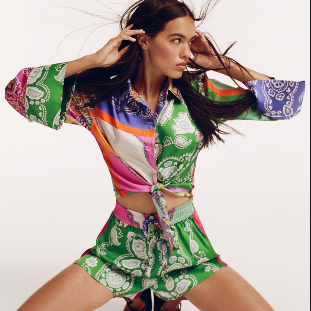 Zara Colorful Patchwork Tie Top
